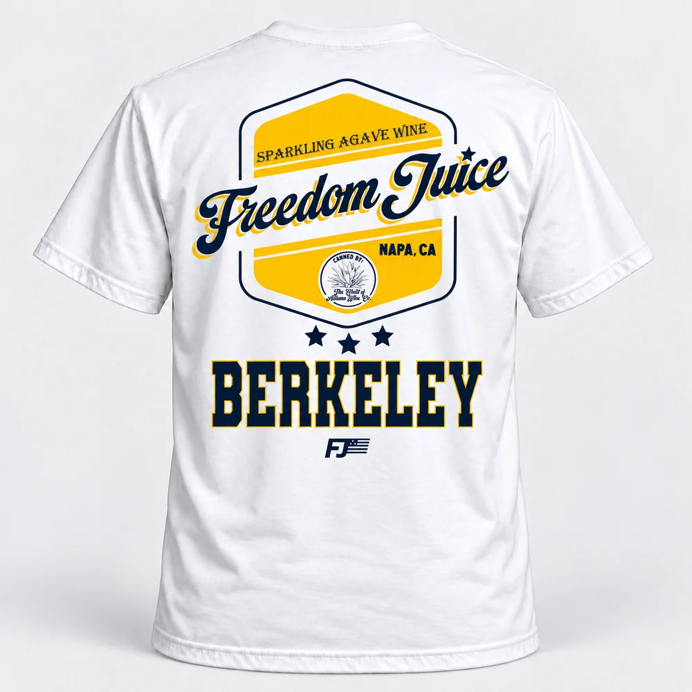 Freedom Juice Berkeley tee, white, back