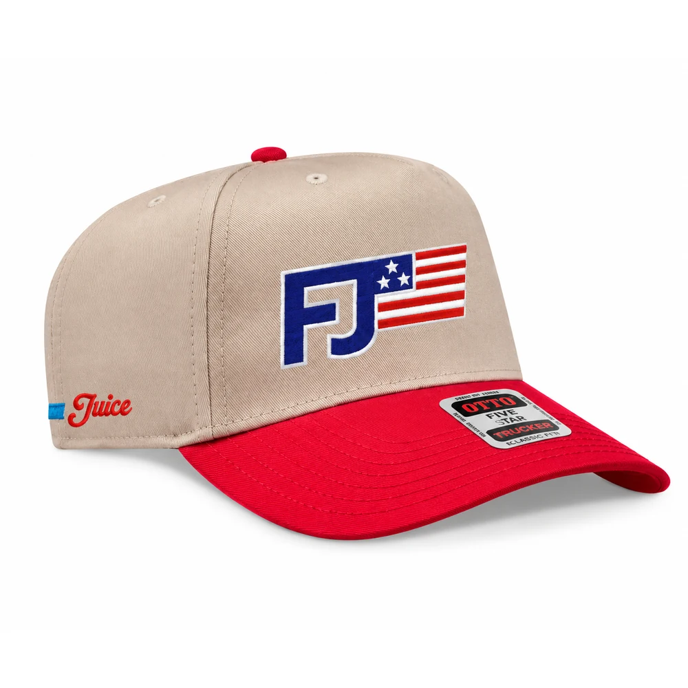 FJ Flag Cap — Tan / Red, Freedom Juice hat