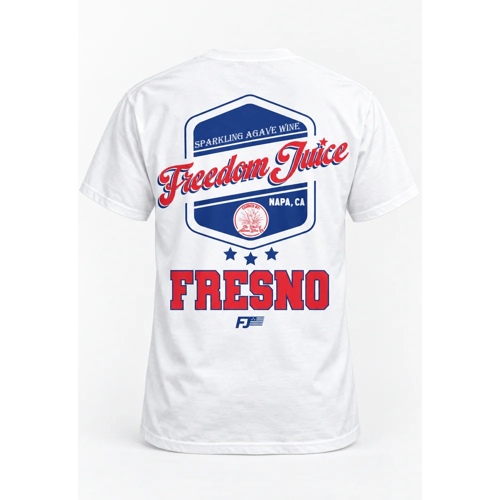 Freedom Juice Fresno City Series tee, white, back
