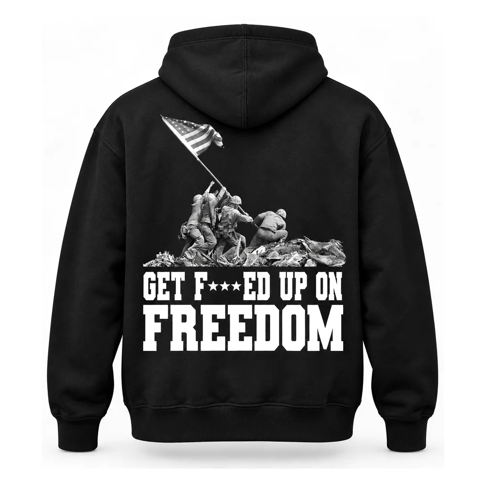 Raising the Flag Iwo Jima hoodie, black, back print
