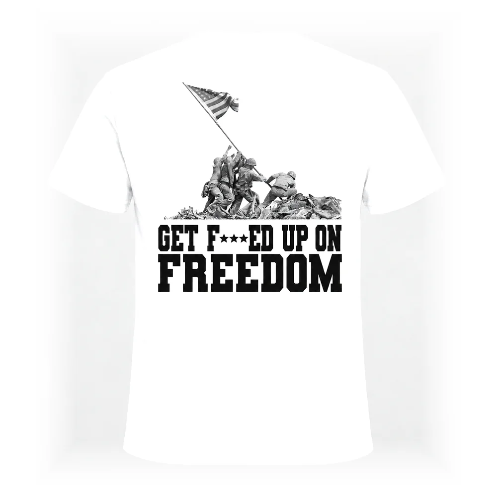 Raising the Flag Iwo Jima tee, white, back print