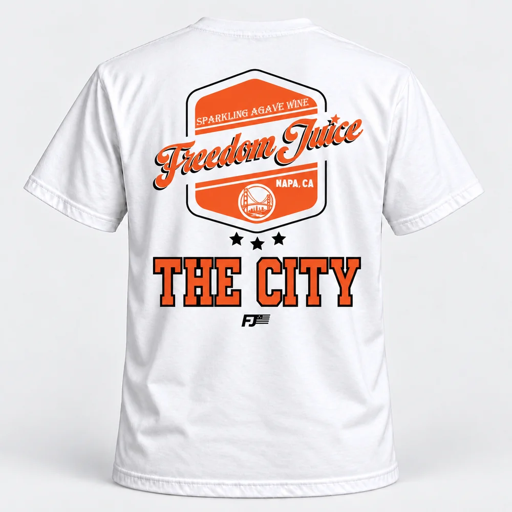 Freedom Juice The City tee, white, back