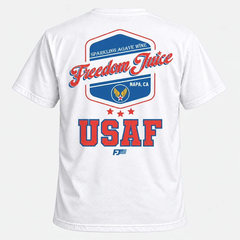 Freedom Juice USAF tee, white, back