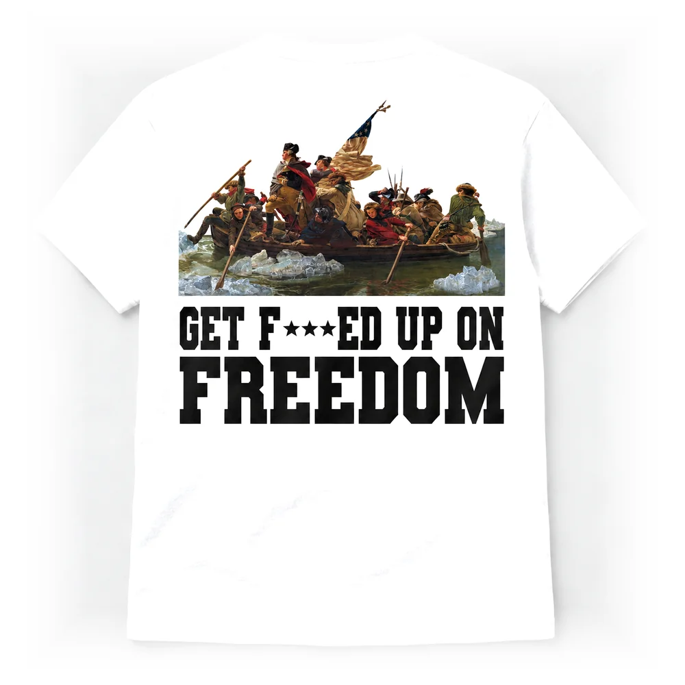 Washington Crossing the Delaware tee, white, back print